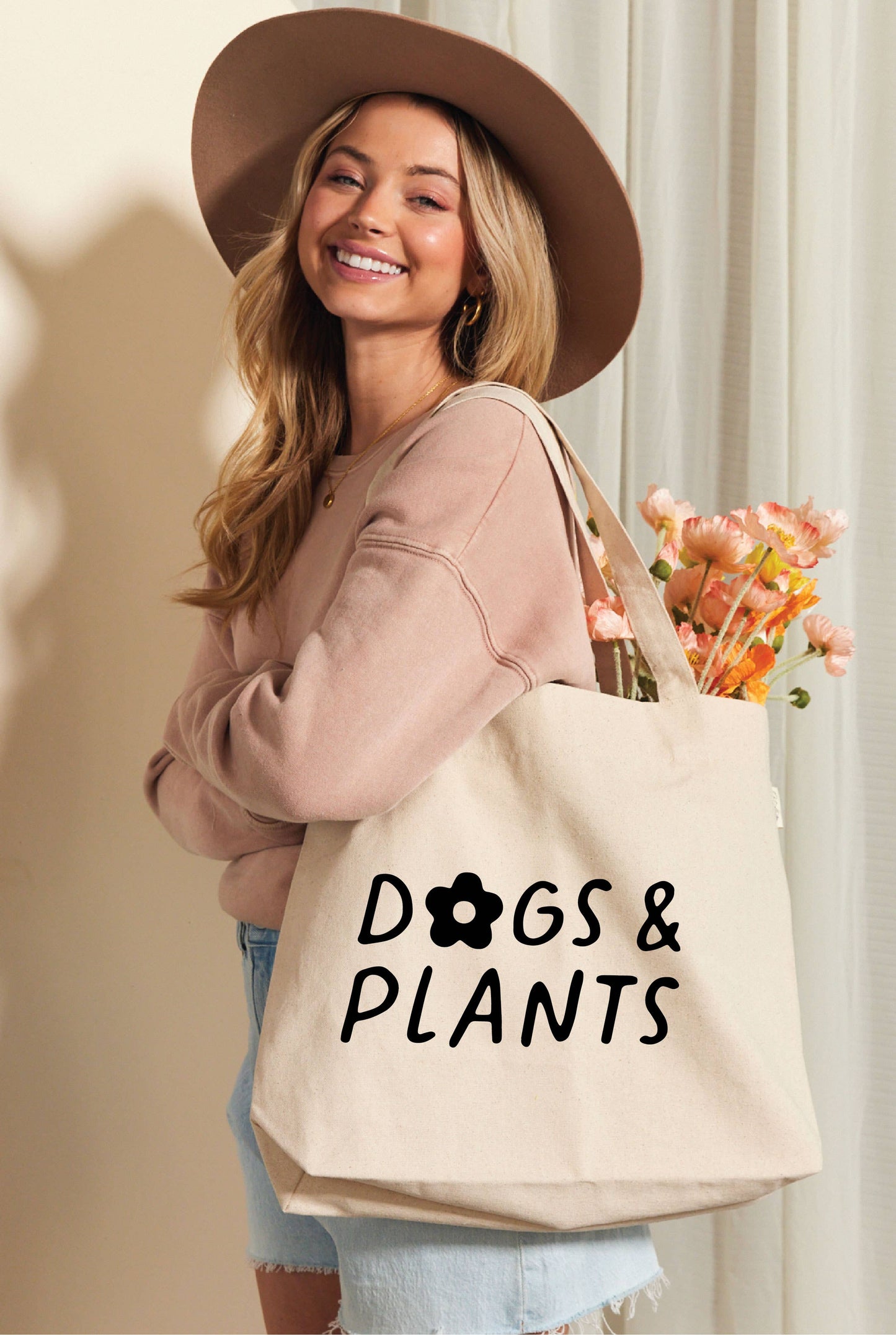 Dogs and Plants Canvas Tote