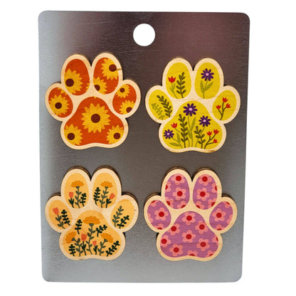 Summer Flowers Dog Paw Print Magnet Set - Home Decor