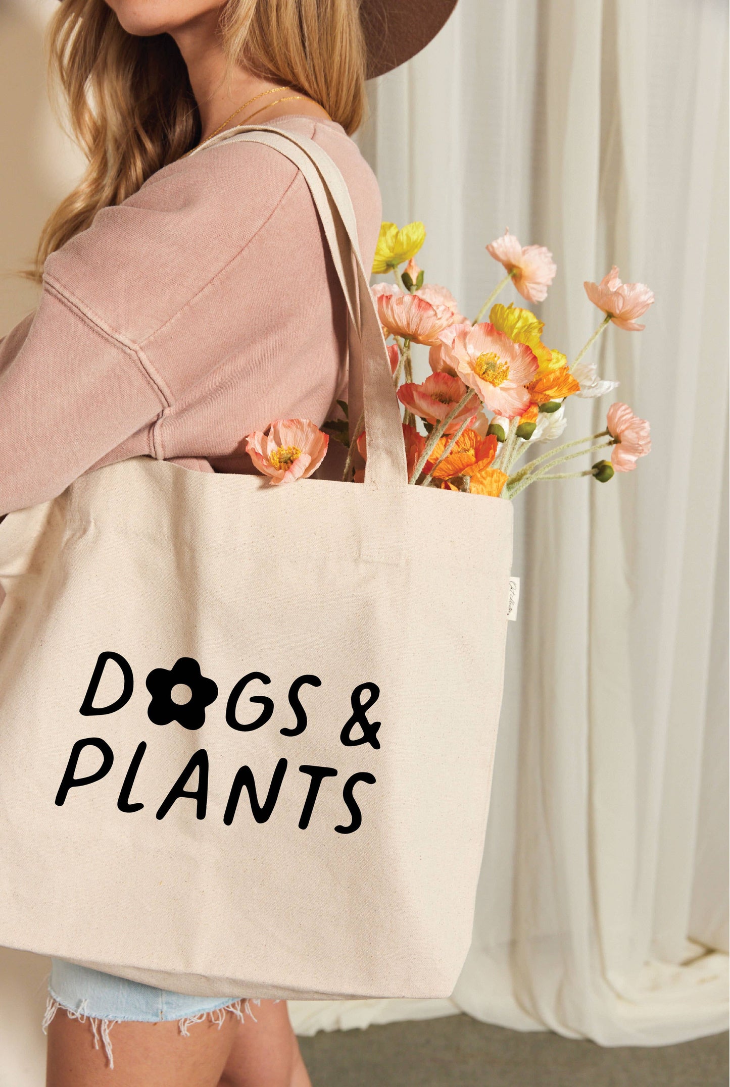 Dogs and Plants Canvas Tote