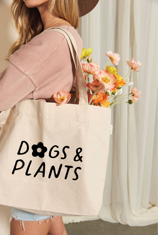 Dogs and Plants Canvas Tote
